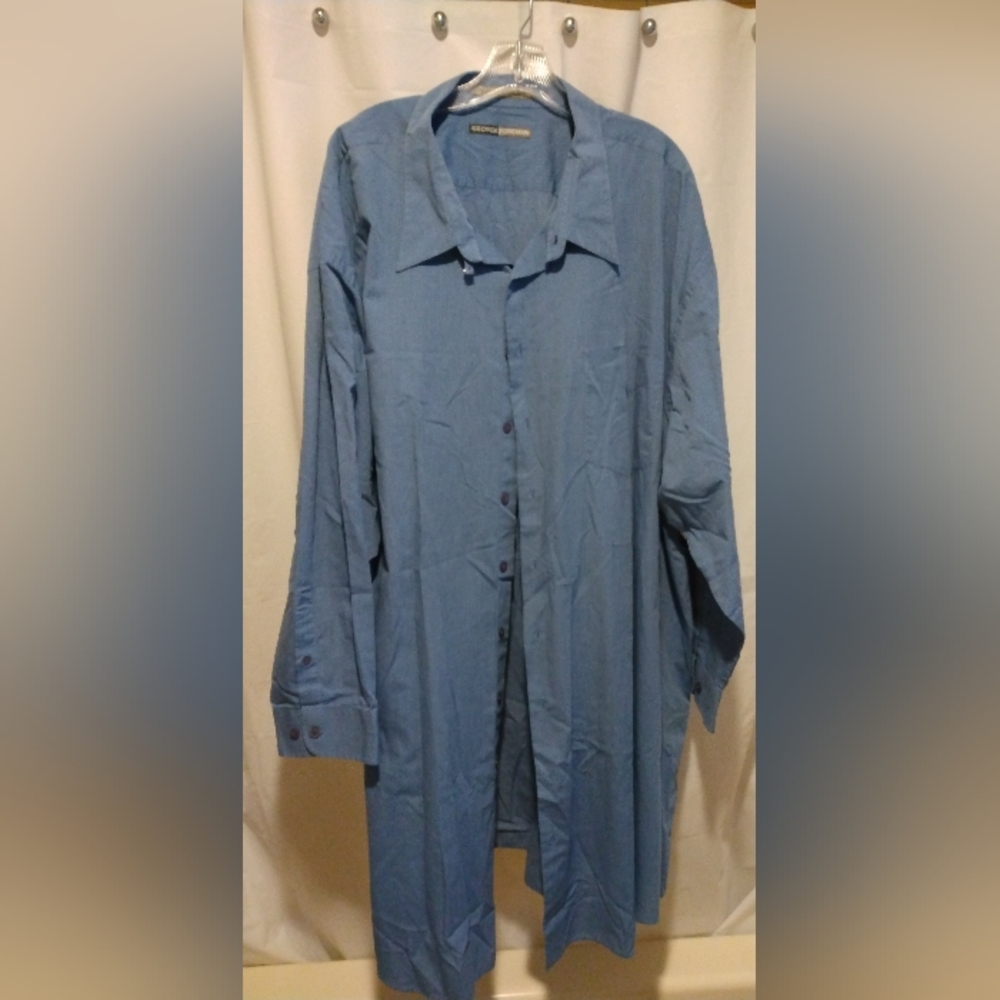 George Foreman button up cotton shirt. Blue. Size 22 - 35-36